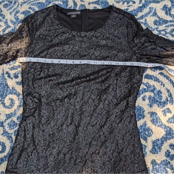 Black metallic lace Covington dress - Picture 7 of 8
